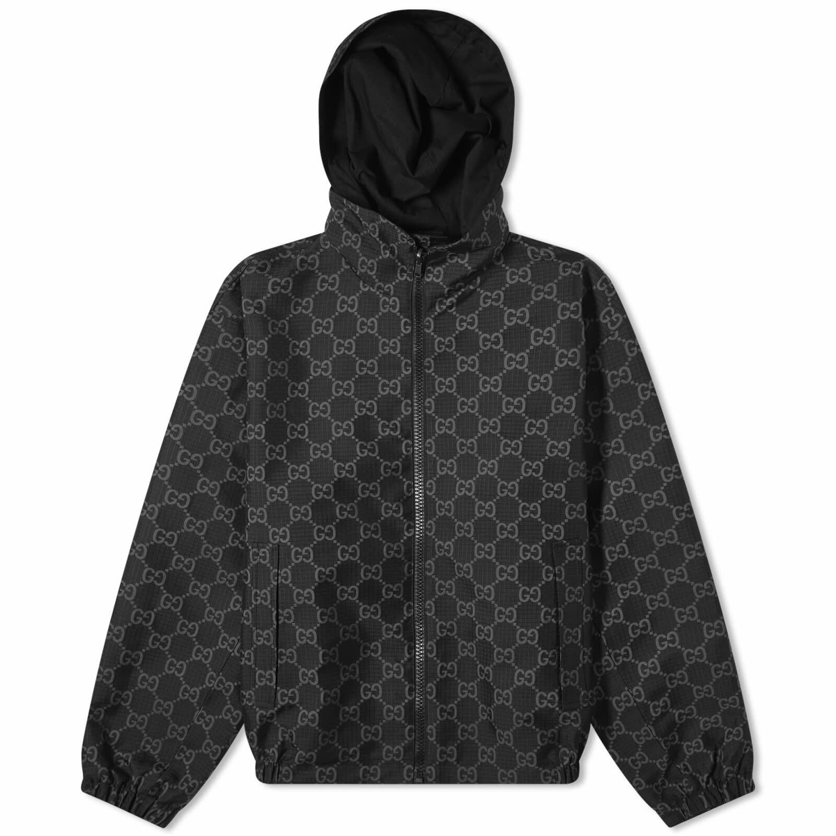 Gucci Men's Interlocking Logo Ripstop Jacket in Black Gucci