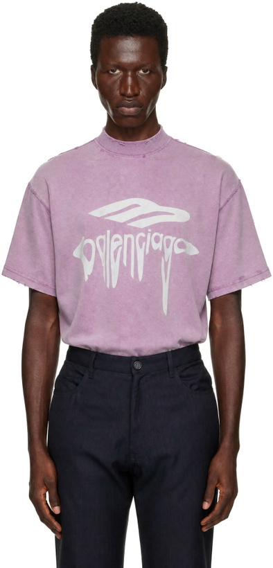 Photo: Balenciaga Purple 3B Liquified Oversized T-shirt