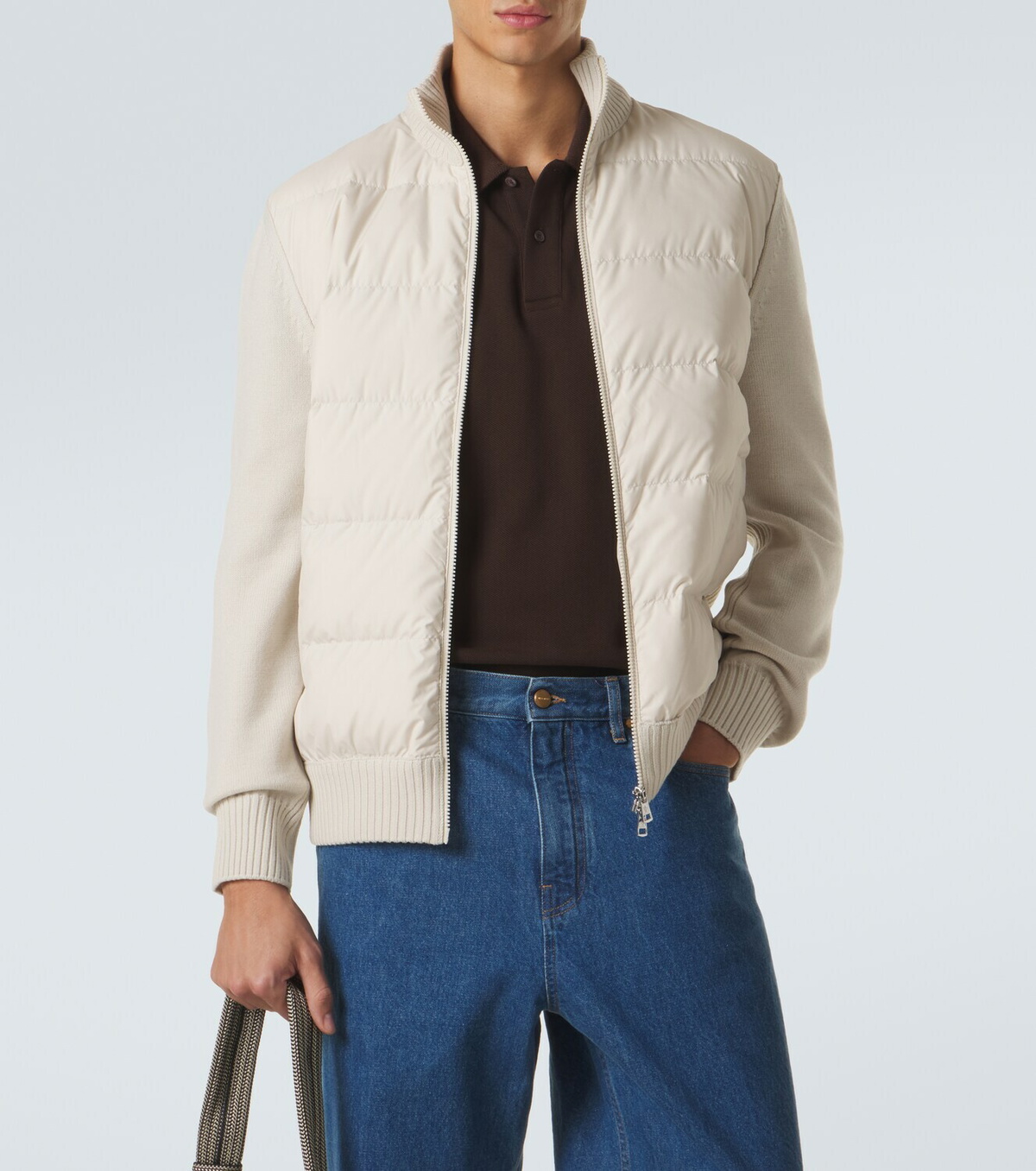 Moncler Tricot down-paneled virgin wool cardigan