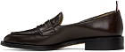 Thom Browne Brown Vitello Calf Leather Varsity Penny Loafers