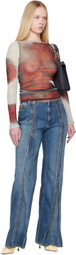 Jean Paul Gaultier Gray & Red 'The Blurry Roses' T-shirt