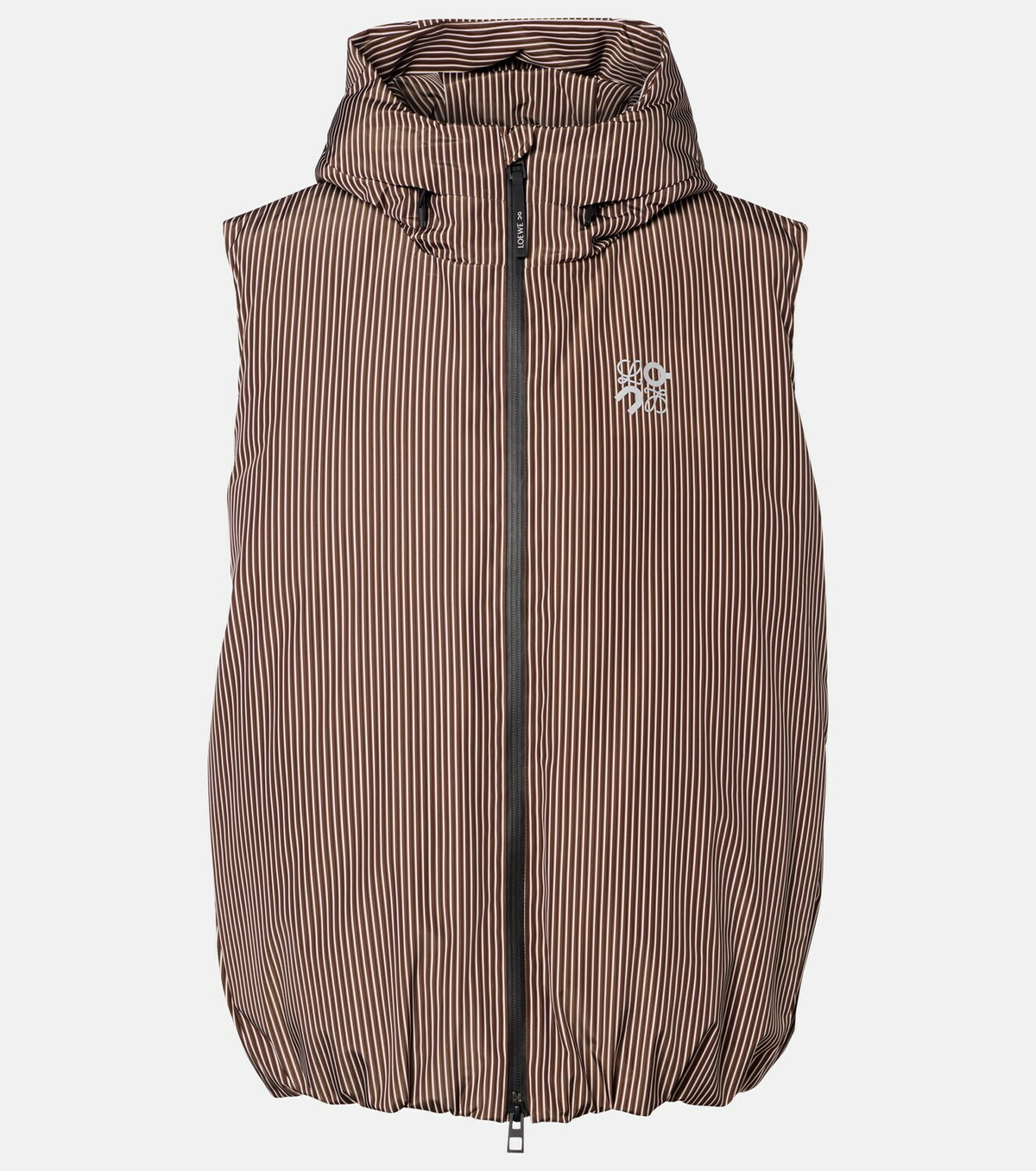 Loewe x On hooded striped puffer vest