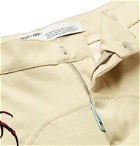 Off-White - Slim-Fit Flared Embroidered Cotton-Blend Chinos - Neutrals