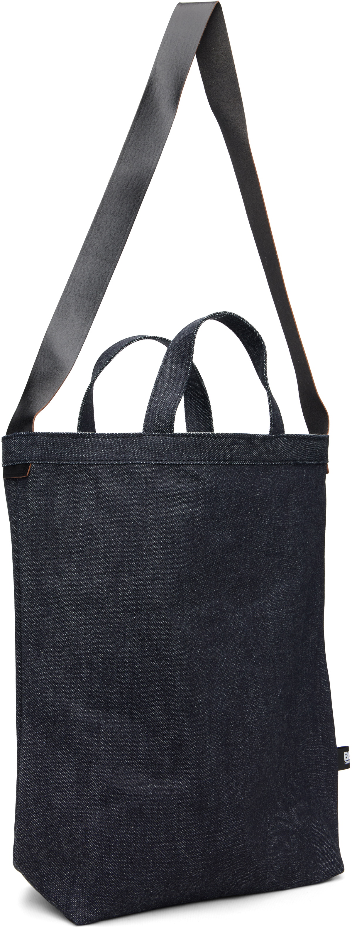 Black Comme des Garçons Navy Cotton Denim Cowhide Shoulder Strap Bag