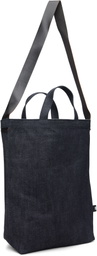 Black Comme des Garçons Navy Cotton Denim Cowhide Shoulder Strap Bag