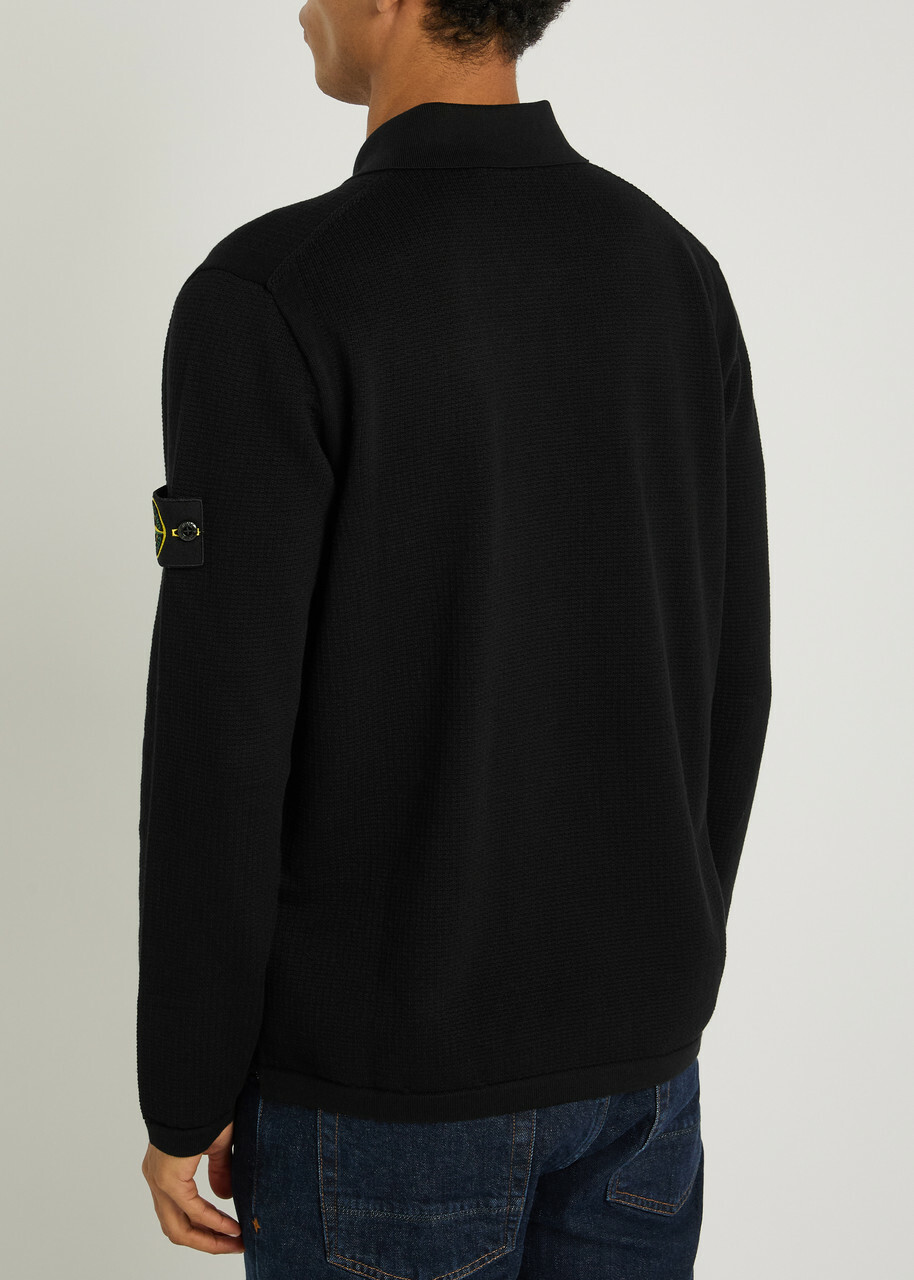 Stone Island Knit Cotton Polo Shirt Black