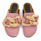 JW Anderson Pink Suede Chain Loafers