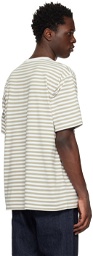nanamica Taupe & White Striped T-Shirt