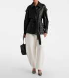 Nour Hammour Perrin belted leather jacket