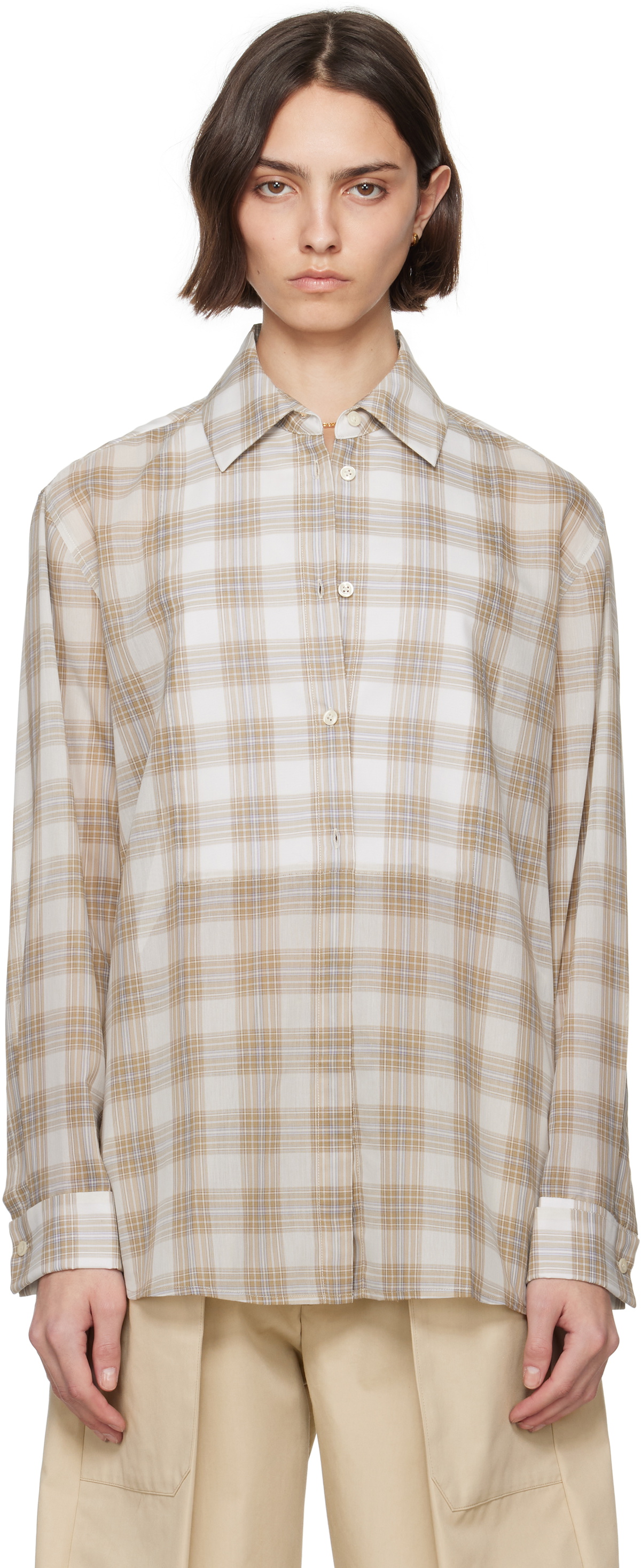Kallmeyer Beige Chloé Bib Button Down Shirt