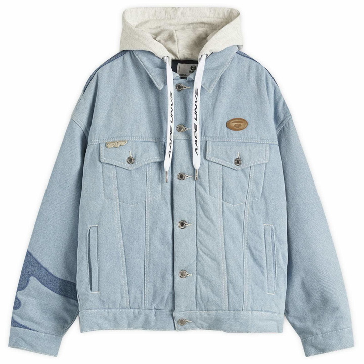Photo: Men's AAPE Padded Denim Jacket in Light Blue