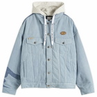 Men's AAPE Padded Denim Jacket in Light Blue
