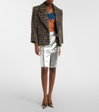 Saint Laurent Metallic leather pencil skirt