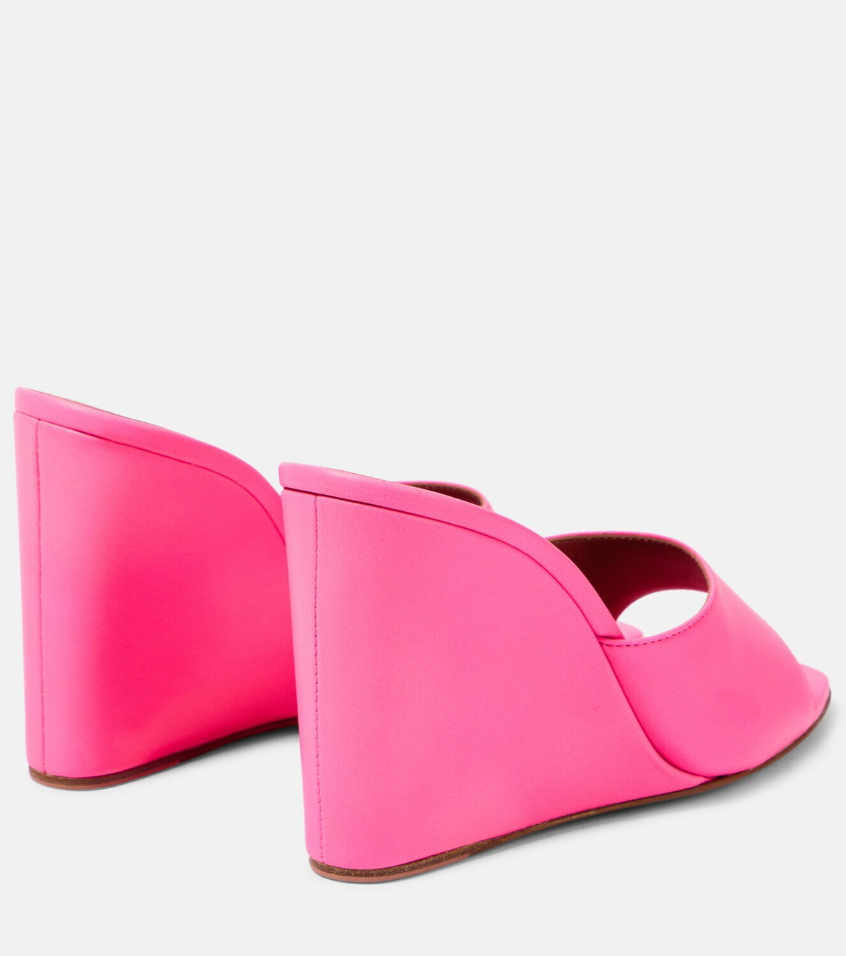 Amina Muaddi Lupita leather wedge mules