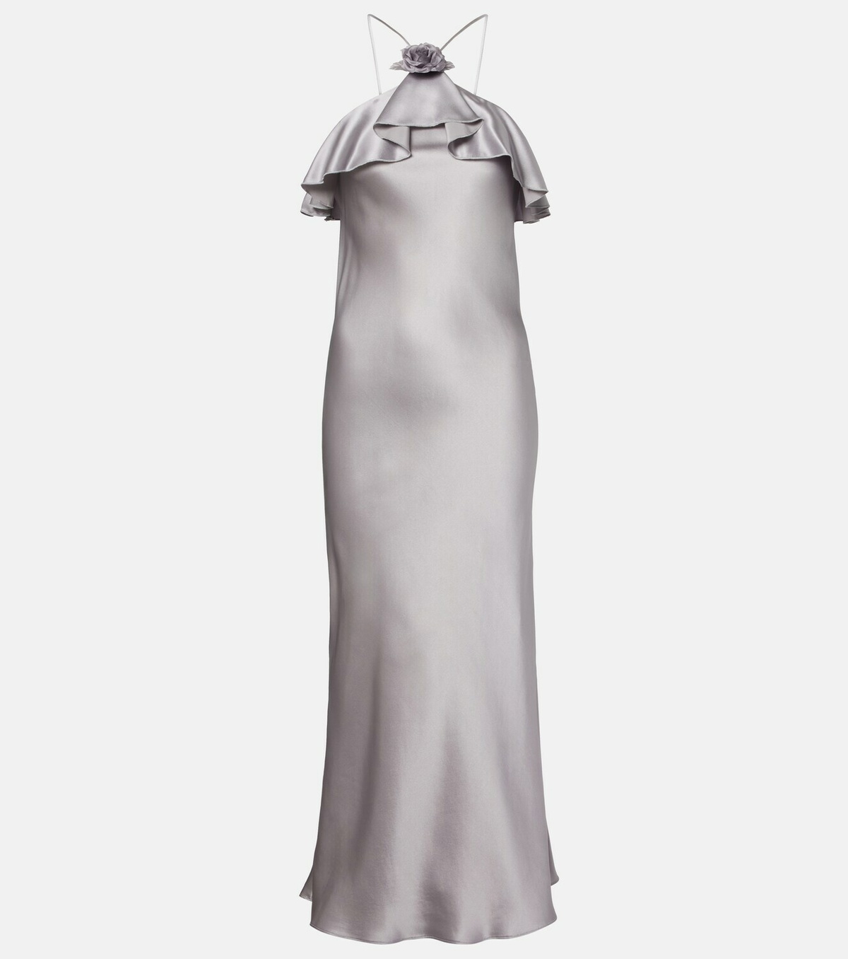 Rodarte Floral-appliqué silk charmeuse slip dress
