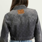 Marine Serre Women's Moon Laser Denim Crop Jacket in Dark Grey
