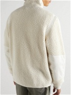 Stone Island - Logo-Embroidered Cotton Poplin-Panelled Wool-Blend Fleece Jacket - Neutrals