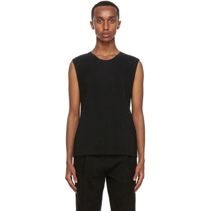 Photo: Homme Plisse Issey Miyake Black Pleated Tank Top