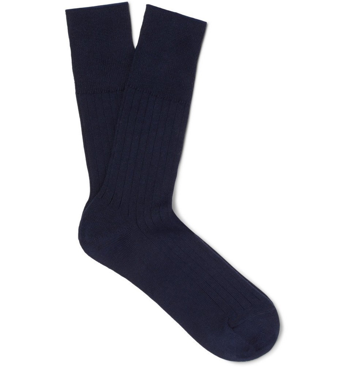 Photo: Mr P. - Cotton-Blend Socks - Men - Navy