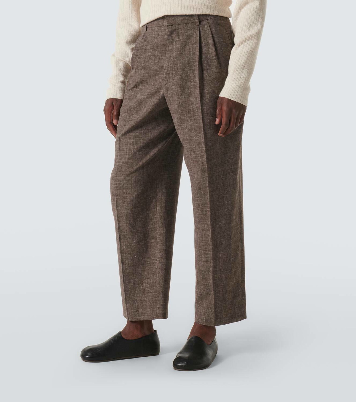 The Row Silas silk, linen, and wool straight pants