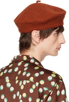 Bode Brown Crochet Beret