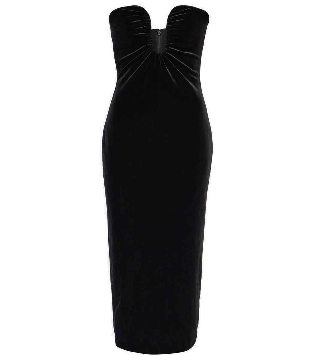 Self-Portrait Strapless velvet midi dress Self-Portrait