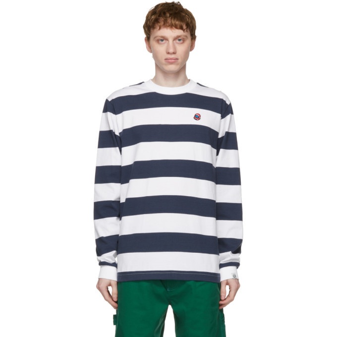 Photo: Billionaire Boys Club Navy and White Striped Rugby Long Sleeve T-Shirt