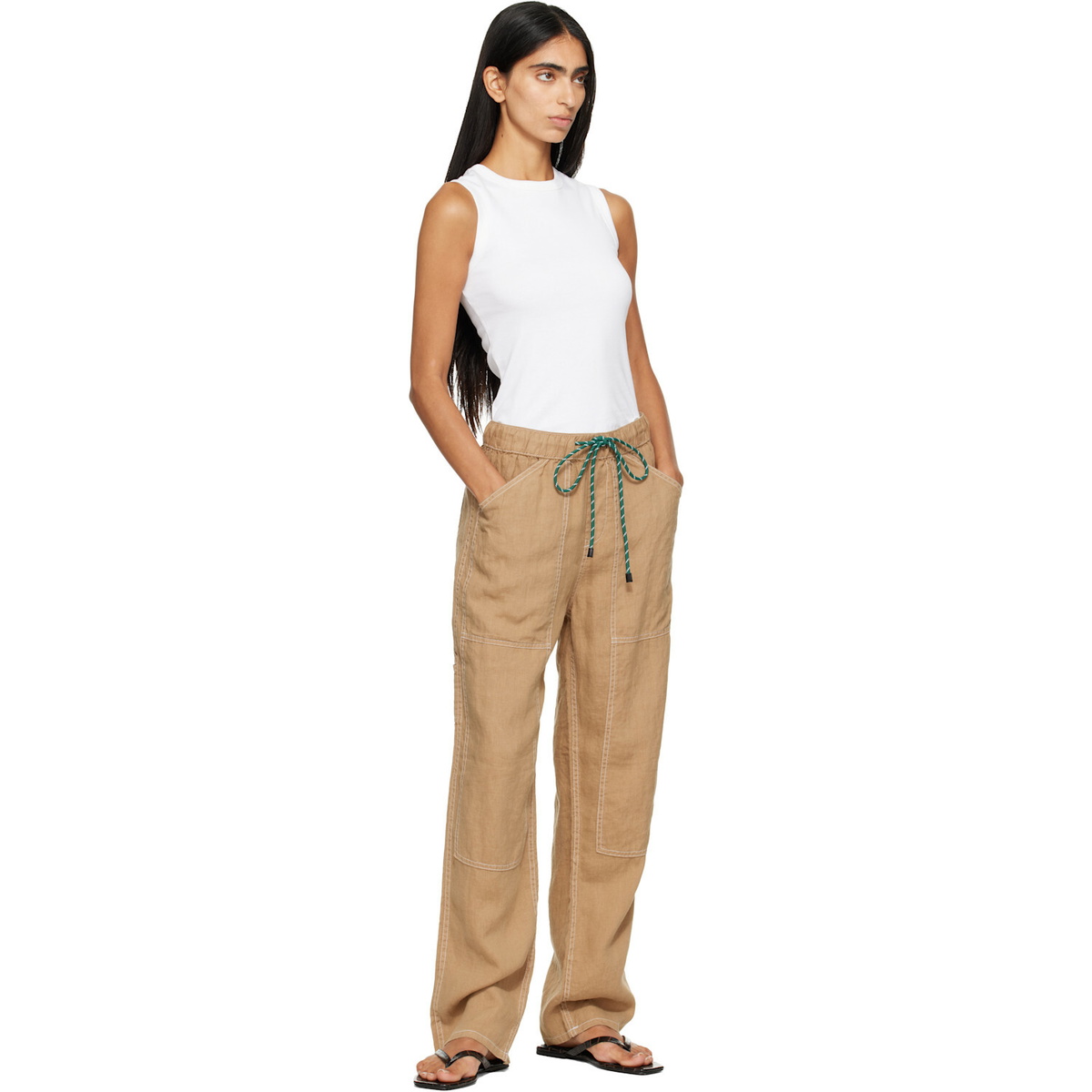 rag & bone Tan Atlas Linen Lounge Pants