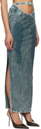 Masha Popova Blue V Cut Maxi Skirt