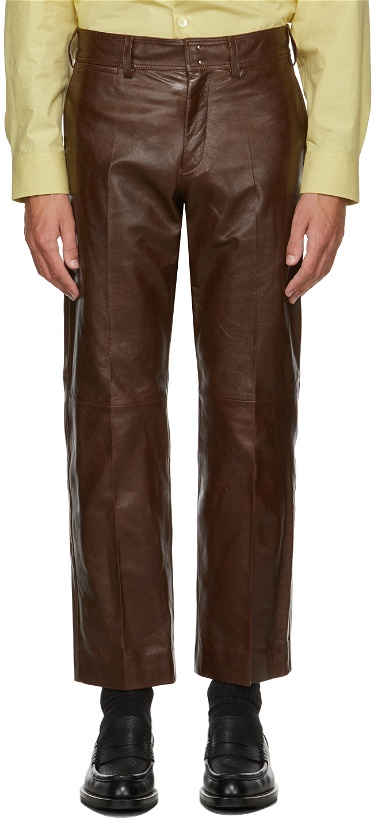 Photo: Dries Van Noten Leather Straight-Leg Trousers