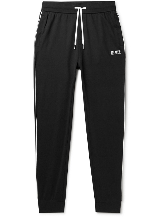 Photo: Hugo Boss - Slim-Fit Tapered Logo-Embroidered Cotton-Blend Jersey Sweatpants - Black
