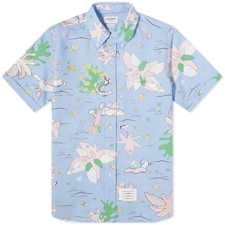 Photo: Thom Browne Men's Short Sleeve Hawaiian Print Shirt in Light Blue