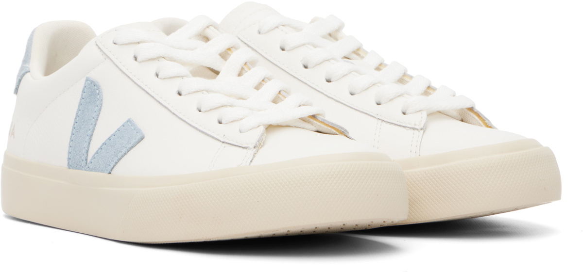 VEJA White & Blue Campo Leather Sneakers