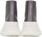 Alexander McQueen Grey Leather Tread Slick High Sneakers