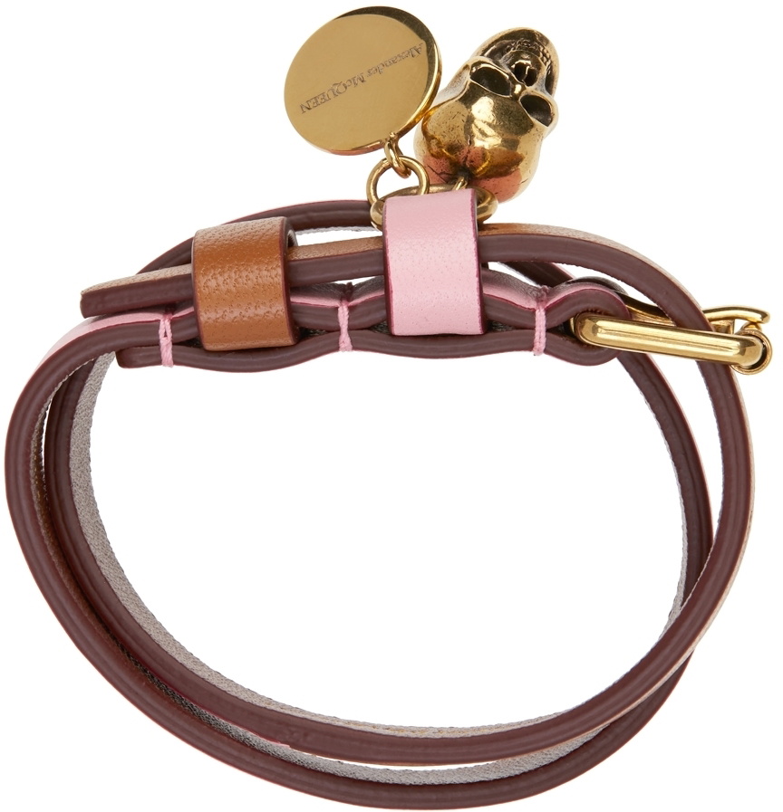 Alexander mcqueen ピンク スカル ブレスレット レザー ポニー Alexander mcqueen ピンク スカル ブレスレット レザー ポニー