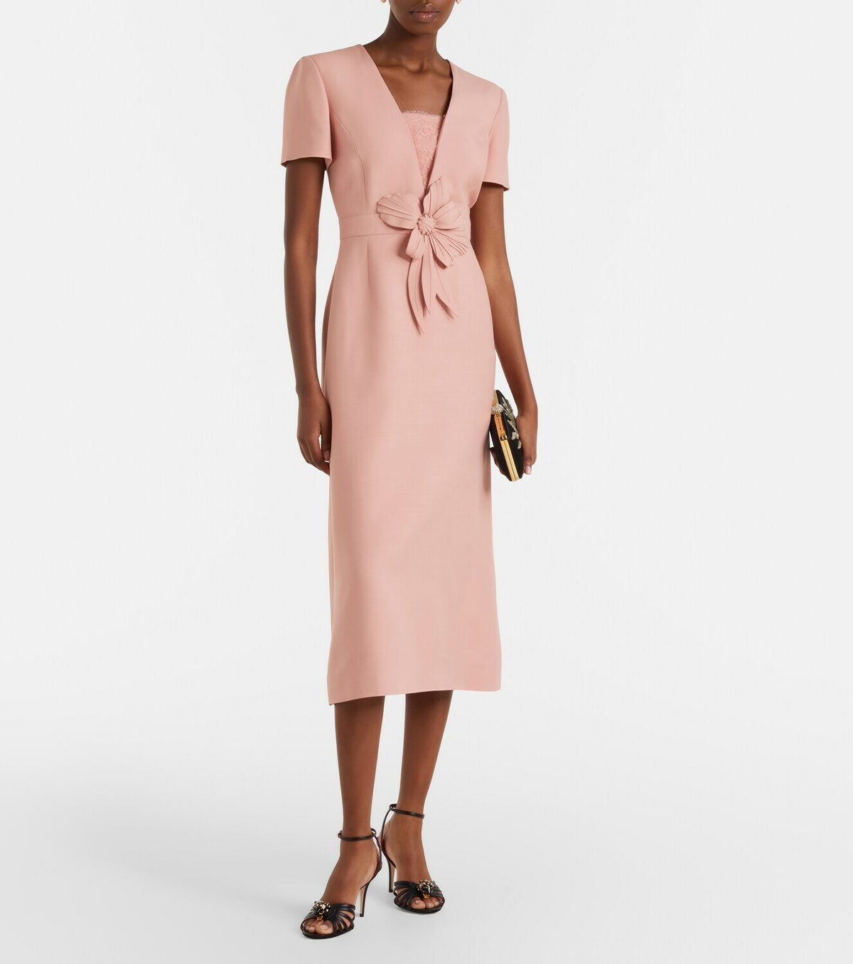 Valentino Crepe Couture floral-appliqué midi dress