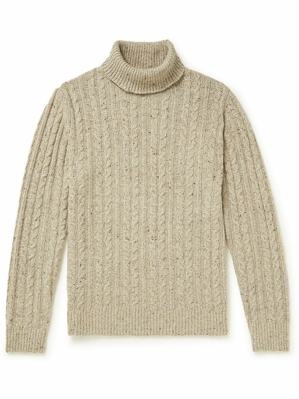 Photo: Hartford - Cable-Knit Donegal Wool-Blend Rollneck Sweater - Neutrals