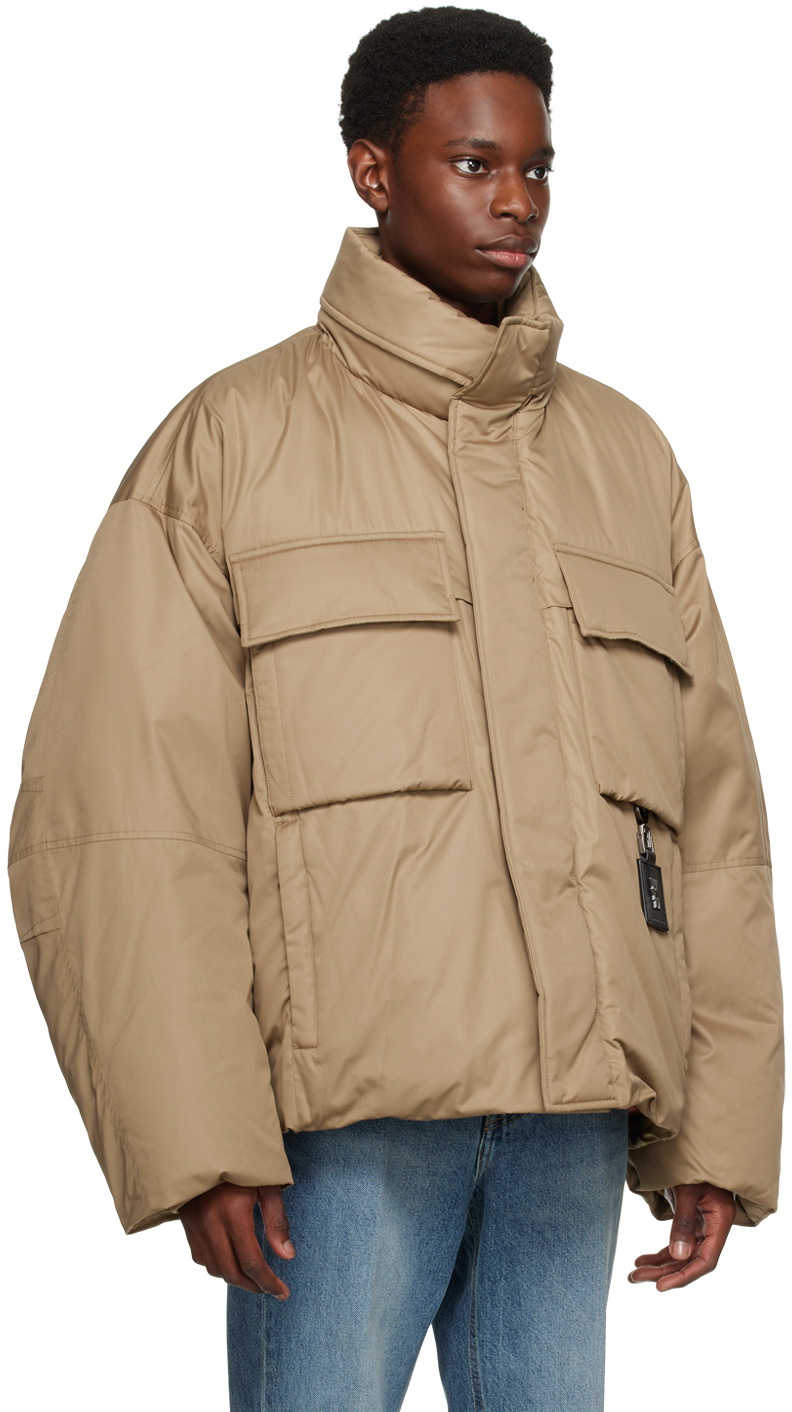 Wooyoungmi Beige Funnel Neck Down Jacket Wooyoungmi