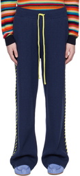 The Elder Statesman Navy Ribbed Whip Trousers