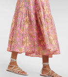 Juliet Dunn Floral cotton lamé midi dress