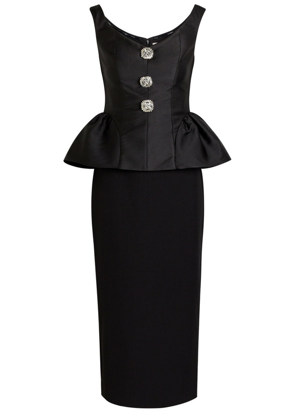 Photo: Roland Mouret Crystal-embellished Taffeta and Crepe Midi Dress Black