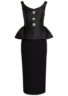 Roland Mouret Crystal-embellished Taffeta and Crepe Midi Dress Black
