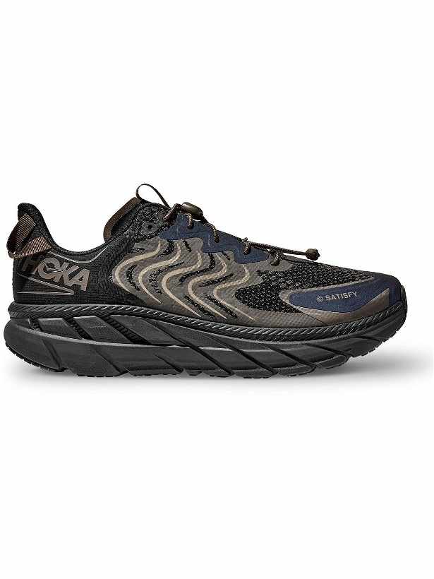 Photo: Hoka One One - Satisfy Clifton LS Rubber-Trimmed Mesh Sneakers - Black