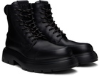 Ferragamo Black Maxi-Tongue Combat Boots