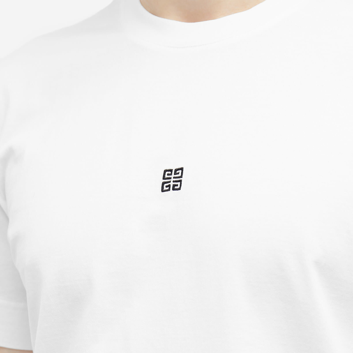 Givenchy Men's Contrast 4G Embroidery T-Shirt in White Givenchy