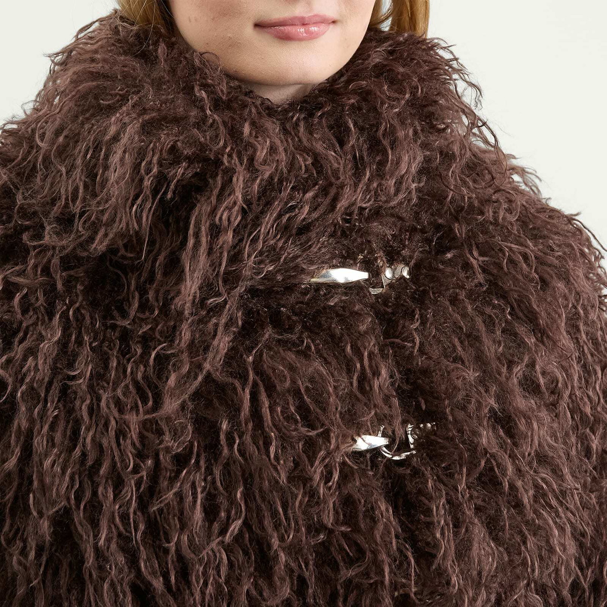 Peachy Den Women's Patti Faux Fur Coat in Chocolate