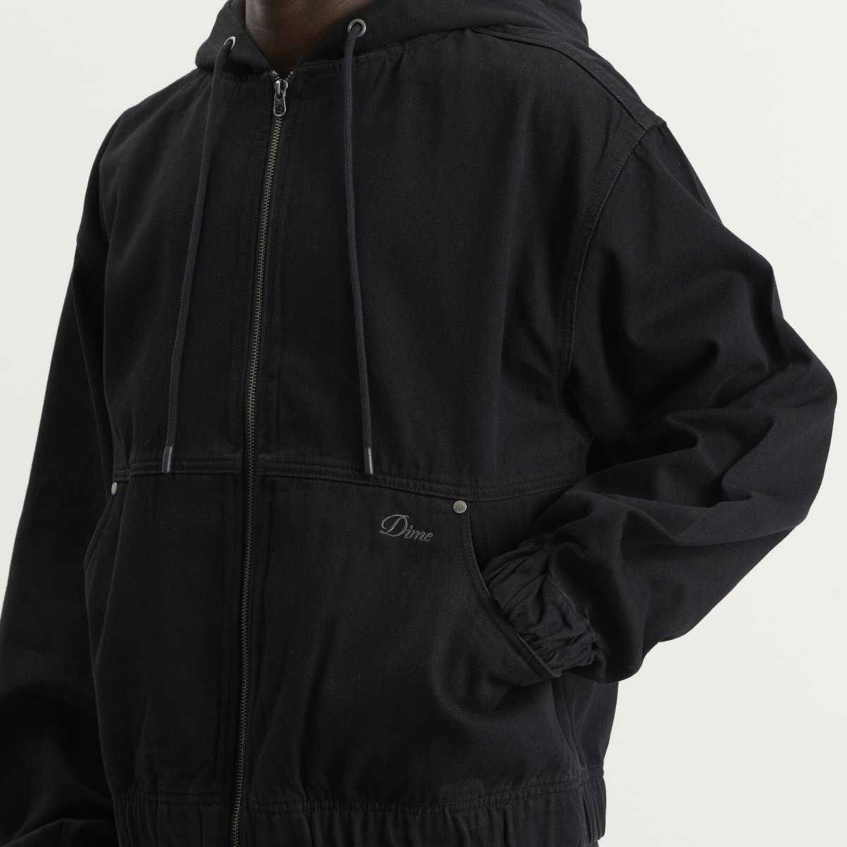 Dime Men's Hooded Denim Jacket in Black