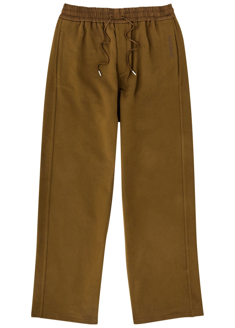 Saint Laurent Logo-embroidered Cotton Sweatpants Brown