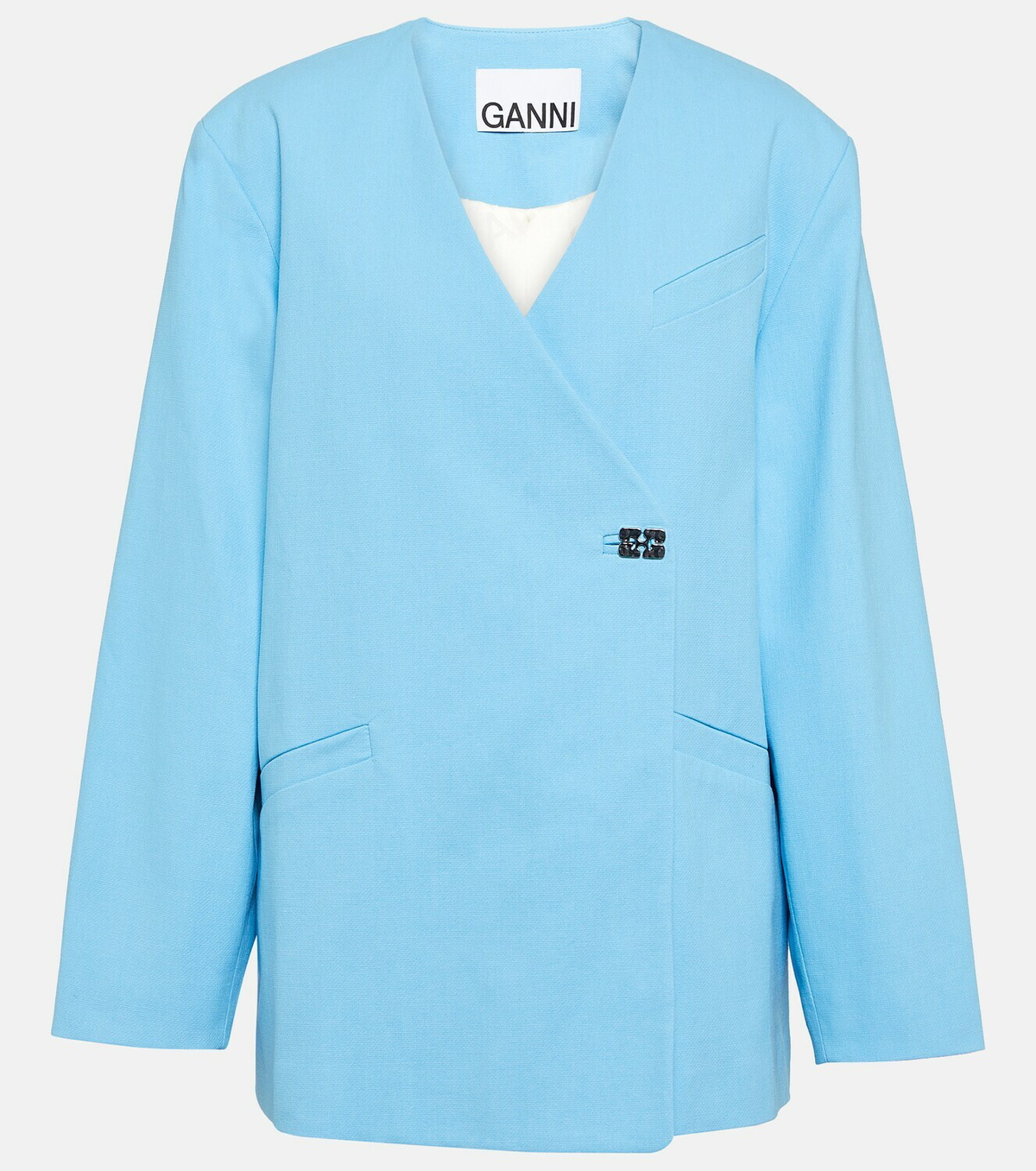 Ganni Brown Recycled Polyester Blazer main image 1