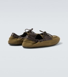 Prada Shuffle leather-trimmed canvas boat shoes